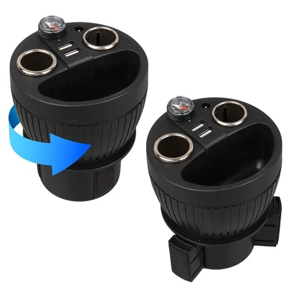 Olesson 1640 12-24V Çift USB Girişli 120W 80Cm Kablolu Dijital Voltaj Ekranlı 2'Li Araç Çakmak Çoklayıcı - Resim 4