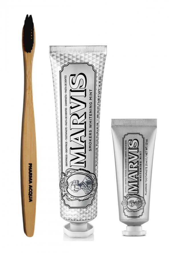 Pharma Acqua Bambu Diş Fırçası +Marvis Smokers Whitening Mint 2li set 85+25