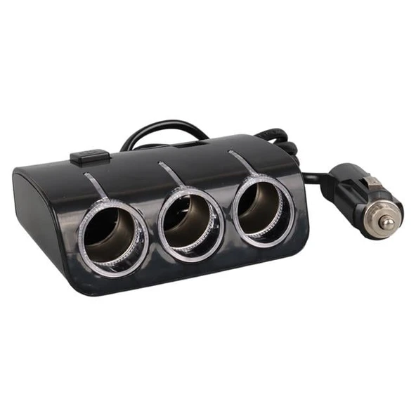 Olesson 1506 12-24V Çift USB Girişli 120W 80 CM Kablolu 3'LÜ Araç Çakmak Çoklayıcı - Resim 2