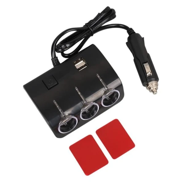 Olesson 1506 12-24V Çift USB Girişli 120W 80 CM Kablolu 3'LÜ Araç Çakmak Çoklayıcı - Resim 5