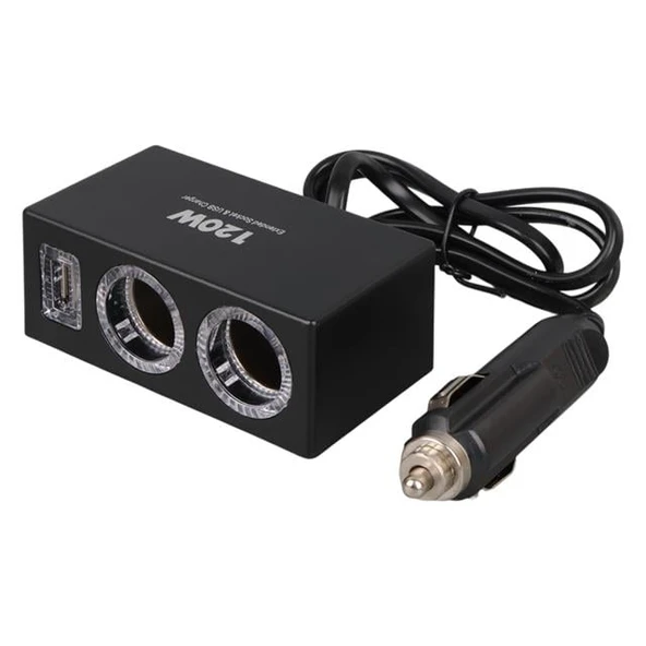 Olesson 1522 12-24V Tek USB Girişli 120W 80Cm Kablolu 2'Li Araç Çakmak Çoklayıcı - 3