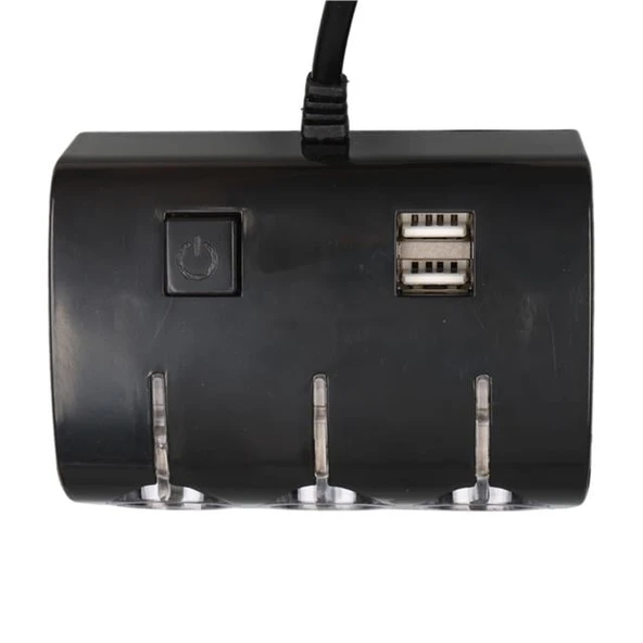 Olesson 1506 12-24V Çift USB Girişli 120W 80 CM Kablolu 3'LÜ Araç Çakmak Çoklayıcı - Resim 3