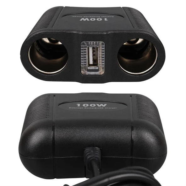 Olesson 1645 12-24V Tek USB Girişli 100W 70Cm Kablolu 2'Li Araç Çakmak Çoklayıcı - 4