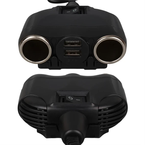 Olesson 1630 12-24V Çift USB Girişli 120W 80Cm Kablolu 2'LI Araç Çakmak Çoklayıcı - 4