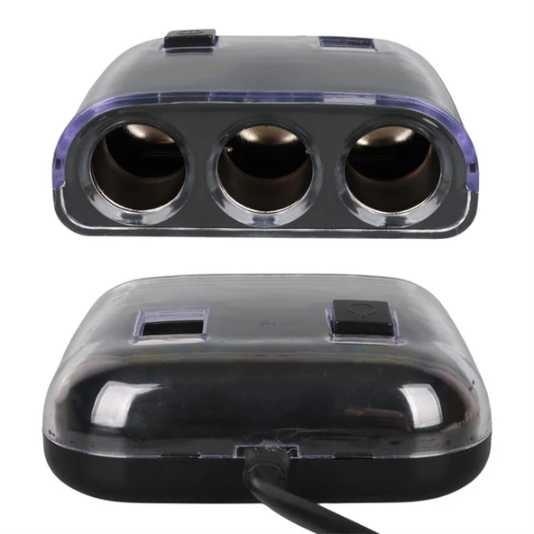 Olesson 1505 12-24V Çift USB Girişli 120W 80Cm Kablolu 3'LÜ Araç Çakmak Çoklayıcı - 4