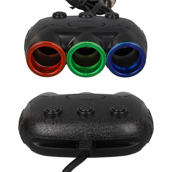 Olesson 1633 12-24V Tek USB Girişli 120W 80Cm Kablolu Dijital Voltaj Ekranlı 3'Lü Araç Çakmak Çoklayıcı - 4