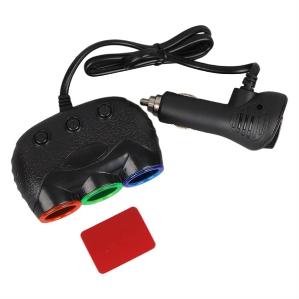 Olesson 1633 12-24V Tek USB Girişli 120W 80Cm Kablolu Dijital Voltaj Ekranlı 3'Lü Araç Çakmak Çoklayıcı - 5