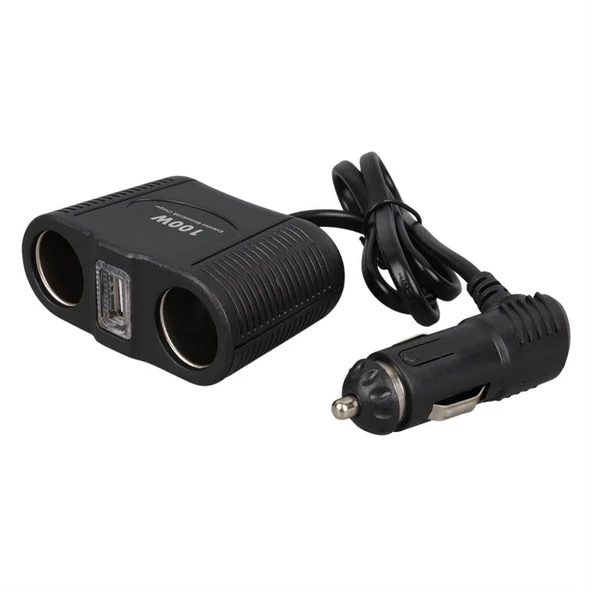 Olesson 1645 12-24V Tek USB Girişli 100W 70Cm Kablolu 2'Li Araç Çakmak Çoklayıcı - 3