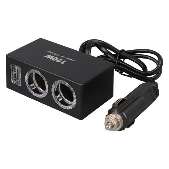 Olesson 1522 12-24V Tek USB Girişli 120W 80Cm Kablolu 2'Li Araç Çakmak Çoklayıcı - 3