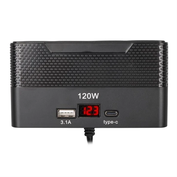 Olesson 2014 12-24V Type-C + USB-A Girişli 120W 80Cm Kablolu 4'Lü Araç Çakmak Çoklayıcı - 3