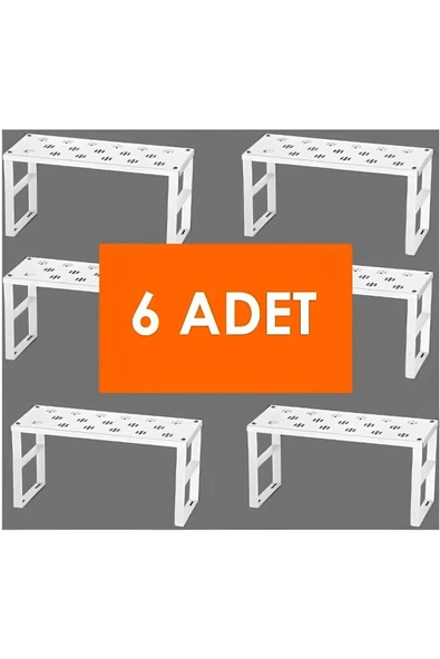 Ar Armese 6 Adet Paslanmaz Metal Dolap Içi Raf Düzenleyici Mutfak Dolabı Tabak Bardak Tencere Rafı ORG-02