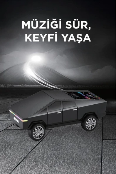 D68 CyberTruck Araba Tasarımlı Led Ekranli Radyolu Bluetooth Hoparlör 15W Güçlü Ses RGB LED /TWS/USB - 7