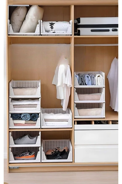 Ar Armese 3 Adet Çok Amaçlı Kayar Raf Dolap Içi Kıyafet Ve Ev Aksesuarı Düzenleyici Hareketli Raf "beyaz" - Resim 2