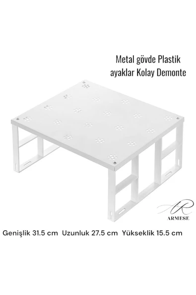 Ar Armese 1 Adet Dolap İçi Düzenleyici Raf Tabak Bardak Rafı Metal Raf - 2