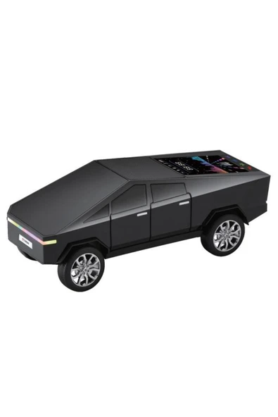 D68 CyberTruck Araba Tasarımlı Led Ekranli Radyolu Bluetooth Hoparlör 15W Güçlü Ses RGB LED /TWS/USB - 8