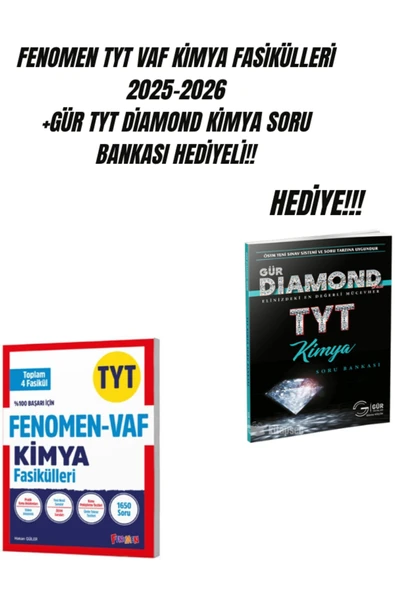 FENOMEN TYT VAF KİMYA FASİKÜLLERİ+GÜR TYT DİAMOND KİMYA SORU BANKASI HEDİYE!! ürün görseli