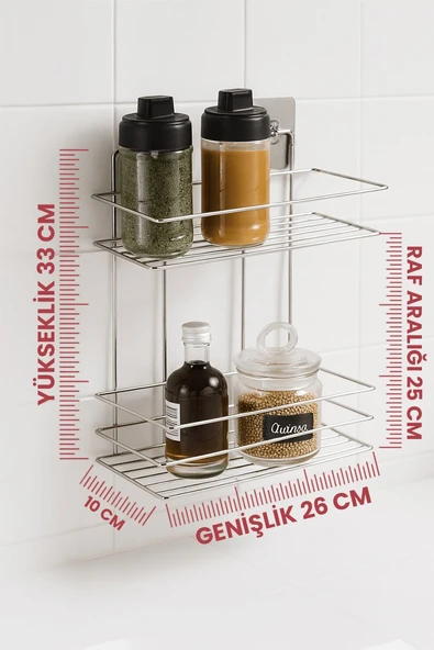 2 Katlı Krom Kancalı Banyo Duş Rafı, Şampuanlık, Lif/Kese Askılı, Paslanmaz Metal, Banyo Düzenleyici - (TŞ-02) - 7