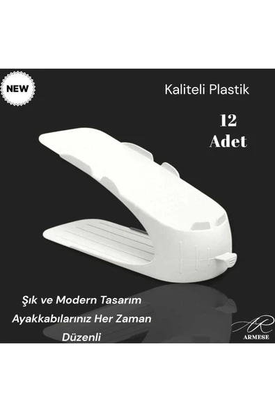 Ar Armese Ayakkabı Rampası Ayakkabı Düzenleyici Organizer Beyaz 12 Adet - 3
