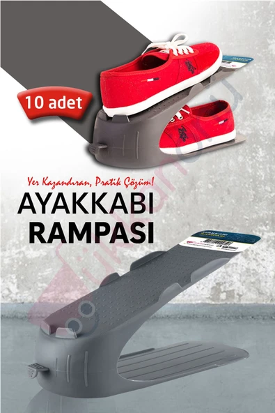 Ar Armese 10 Adet Ayakkabı Rampası Ayakkabı Düzenleyici Organizer Antrasit - 1