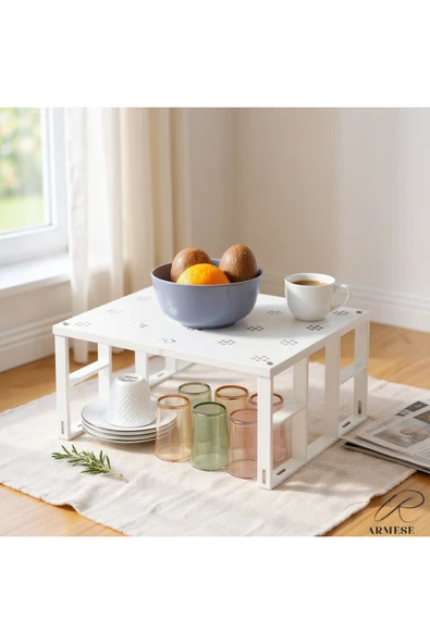 Ar Armese 1 Adet Dolap İçi Düzenleyici Raf Tabak Bardak Rafı Metal Raf - 4