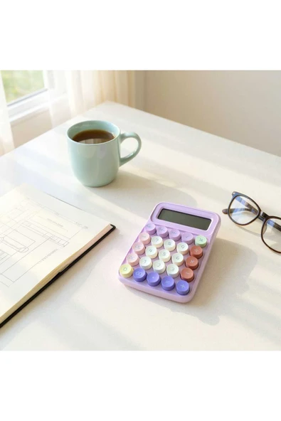 Ar Armese Runzon Hesap Makinesi Renkli Pastel Bilgisayar Tuş Takımı Tasarımlı, Masaüstü - Resim 3