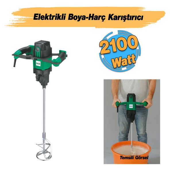 Elektrikli Boya Harç Karıştırıcı 2100 W Çift Kulp Ergonomik Mikser Ucu Güçlü Karıştırma Makinesi - Resim 3