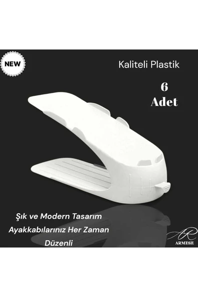 Ar Armese Ayakkabı Rampası Ayakkabı Düzenleyici Organizer Beyaz 6 Adet - 2