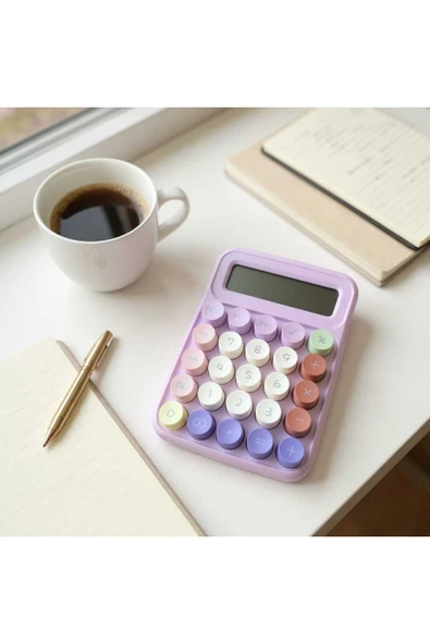 Ar Armese Runzon Hesap Makinesi Renkli Pastel Bilgisayar Tuş Takımı Tasarımlı, Masaüstü ürün görseli 1