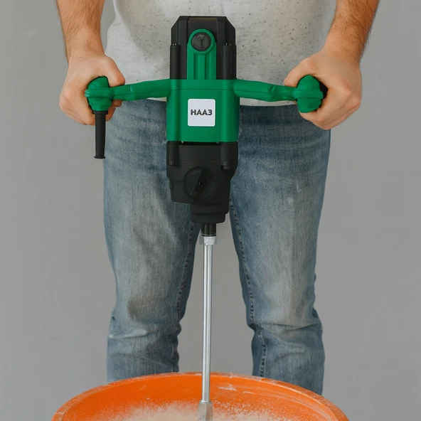 Elektrikli Boya Harç Karıştırıcı 2100 W Çift Kulp Ergonomik Mikser Ucu Güçlü Karıştırma Makinesi - Resim 4