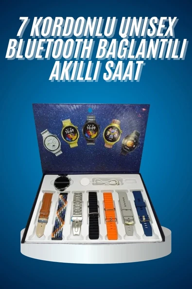 Unısex Yuvarlak Ekranlı 7 Kordonlu Akıllı Saat GPS Destekli Çoklu Kordon Seçeneği ürün görseli 1