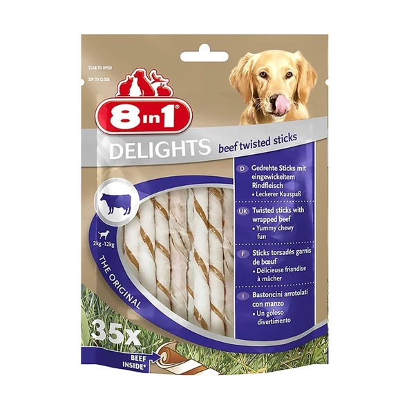 8in1 Delights Köpekler Için Biftekli Ödül Çubuğu 35 adet 190 gr SKT:12/2027