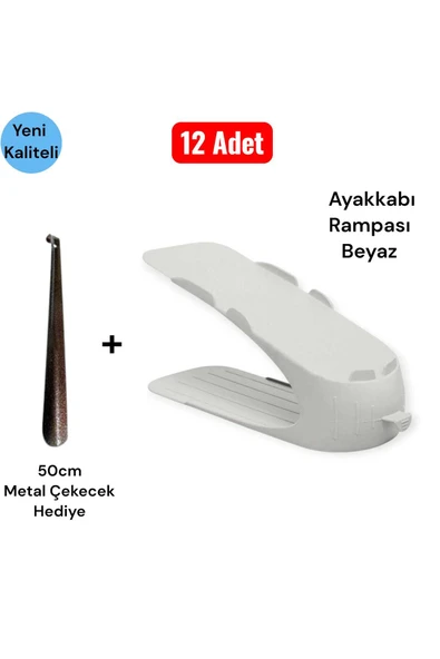 Ar Armese Ayakkabı Rampası Ayakkabı Düzenleyici Organizer Beyaz 12 Adet - 1