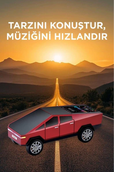 D68 CyberTruck Araba Tasarımlı Led Ekranli Radyolu Bluetooth Hoparlör 15W Güçlü Ses RGB LED /TWS/USB - 3