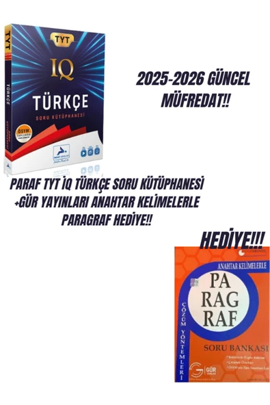 PARAF TYT İQ TÜRK.ÇE SORU KÜTÜPHANESİ+ANAHTAR KELİMELERLE PARAGRAF SORU BANKASI HEDİYE!! ürün görseli