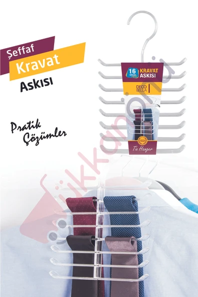Ar Armese Şeffaf Kravat Askısı 16 Gözlü Kravat Düzenleyici - 1