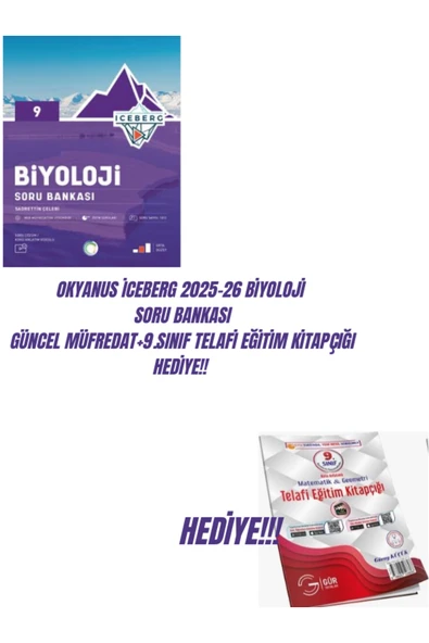 OKYANUS 9 İCEBERG BİYOLOJİ SORU BANKASI 2025-26+9.SINIF TELAFİ EĞİTİM KİTAPÇIĞI HEDİYE!! ürün görseli