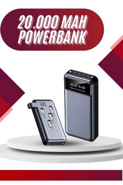 4 Çıkışlı 20.000 Mah Powerbank Uzun Pil Ömürlü Taşınabilir ürün görseli 1