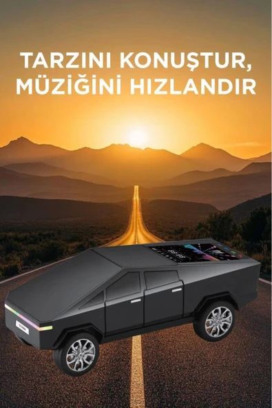 D68 CyberTruck Araba Tasarımlı Led Ekranli Radyolu Bluetooth Hoparlör 15W Güçlü Ses RGB LED /TWS/USB - 6