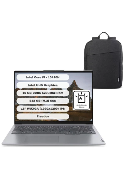 LENOVO Thinkbook GTICNT Core I5 13420H 16GB 512GB SSD Freedos 16" WUXGA 21KH00SXTR + Çanta Hediyeli ürün görseli