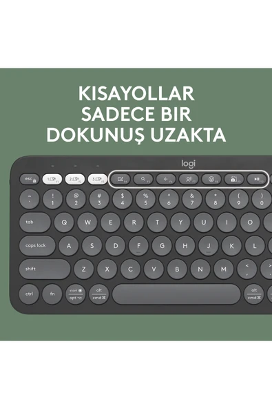 logitech K380s Pebble Keys 2 Çoklu Cihaz Özellikli Bluetooth Türkçe Q Klavye - Siyah 920-011859 - Resim 4