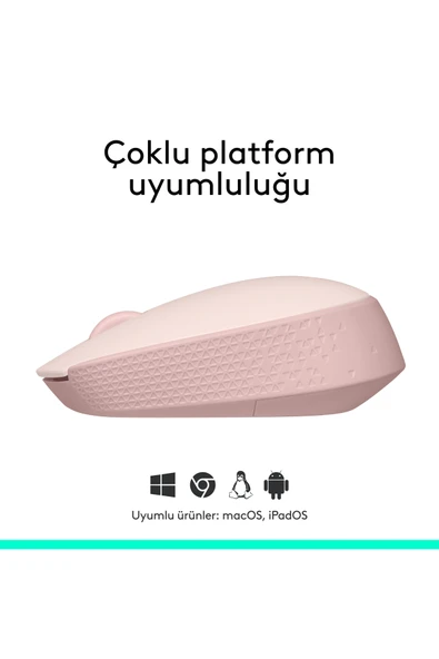 logitech M171 USB Alıcılı Kablosuz Kompakt Mouse - Pembe - Resim 6