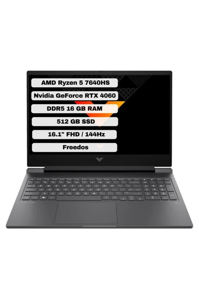 HP Victus Gaming 16-S0035NT Ryzen 5 7640HS 16GB 512GB SSD RTX4060 Freedos 16.1" FHD 7Z5Z2EA - 1