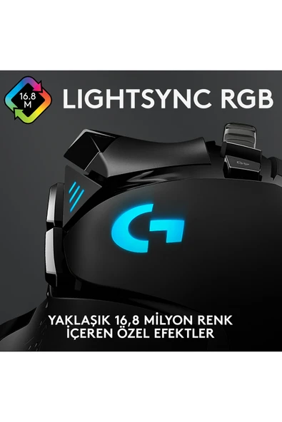 logitech G G502 HERO LIGHTSYNC 25.600 DPI Yüksek Performanslı Kablolu Oyuncu Mouse - Siyah - Resim 8