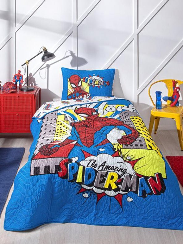 Özdilek Lisanslı Kapitoneli Yatak Örtüsü Spiderman New York