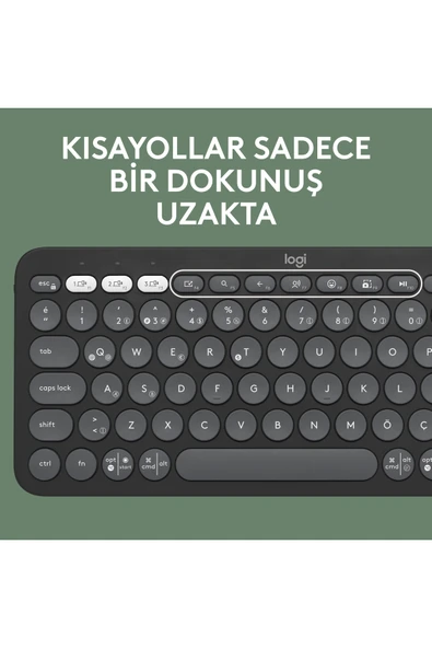 logitech Pebble 2 Combo Çoklu Sessiz Kablosuz Türkçe Q Klavye Mouse Seti - Grafit 920-012245 - 5