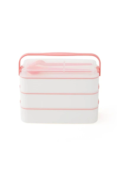 Dikdörtgen Beslenme Kutusu 3 Katlı Çatal Kaşıklı - Resim 5