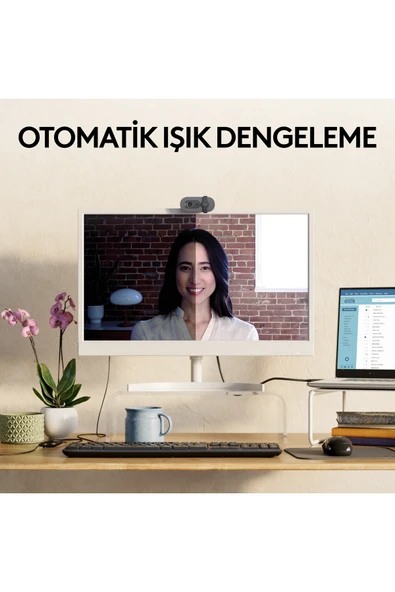 logitech BRIO 100 Full HD 1080p Gizlilik Kapaklı Mikrofonlu Web Kamerası - Siyah - Resim 3