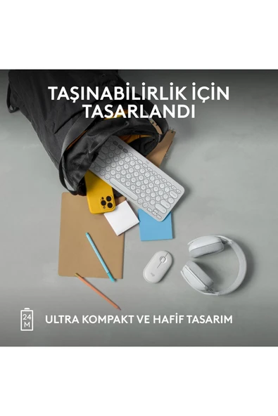 logitech M350s Pebble 2 Bluetooth Kablosuz Sessiz Kompakt Mouse - Beyaz - Resim 7