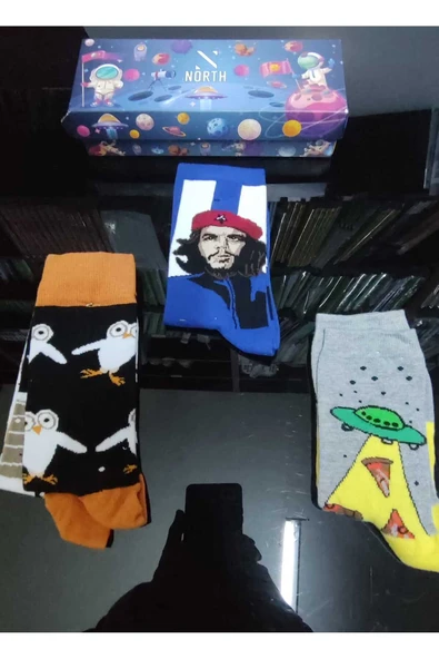 NORTH UNİSEX 3'LÜ DESİGNER ÇORAP SETİ. ürün görseli