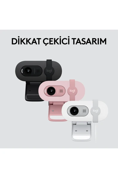 logitech BRIO 100 Full HD 1080p Gizlilik Kapaklı Mikrofonlu Web Kamerası - Siyah - Resim 8